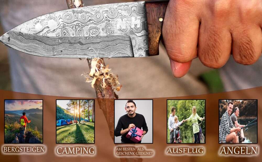 Novahaven Premium Handmade Damascus Steel Skinner Knife - 8.75" Blade with Rosewood, Blackhorn and Camel Bone Handle - Ideal for Kitchen, Skins and Outdoor Activities - Image 6